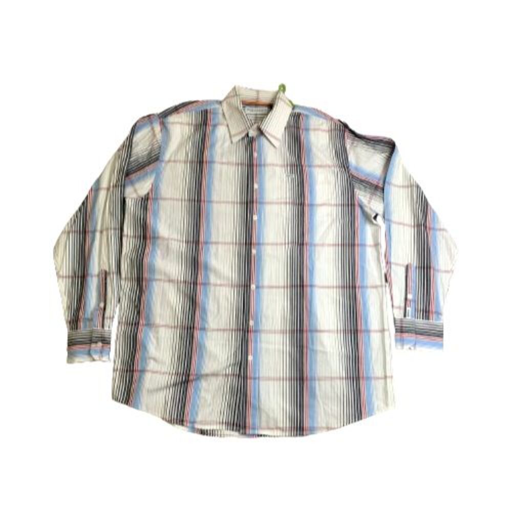 Enyce Clothing Co Shirt Adult 2XL White Black Blue Striped Button Up Casual Mens